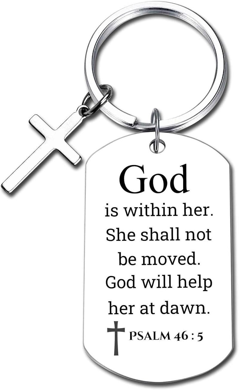 GiftYou Inspirational Scripture Metal Key Chains with Cross Pendant - Bible Verse Keychain Religious Gift for Christian - Image 1